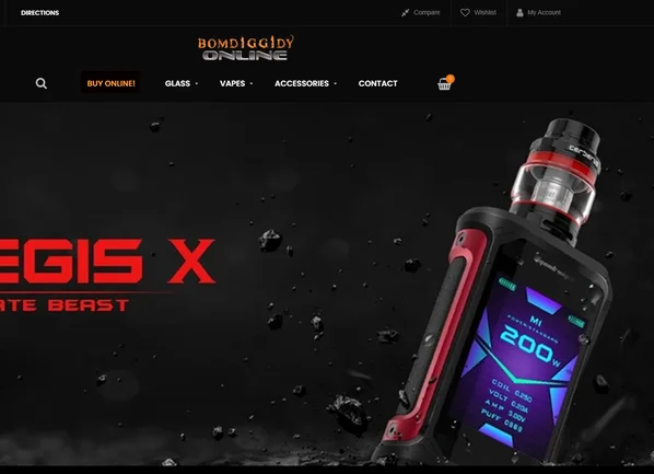 snapshot of the Bombdiggidy- website Home page