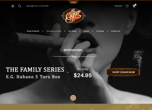 snapshot of the el-Cigar-shop website