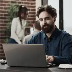 Man working on a laptop